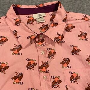 Disney Pixar Inside Out Bing Bong Pink Button Down Shirt Mens XL Short Sleeve